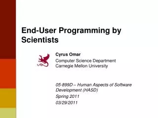 End-User Programming by Scientists