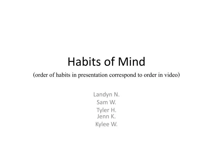 habits of mind order of habits in presentation correspond to order in video