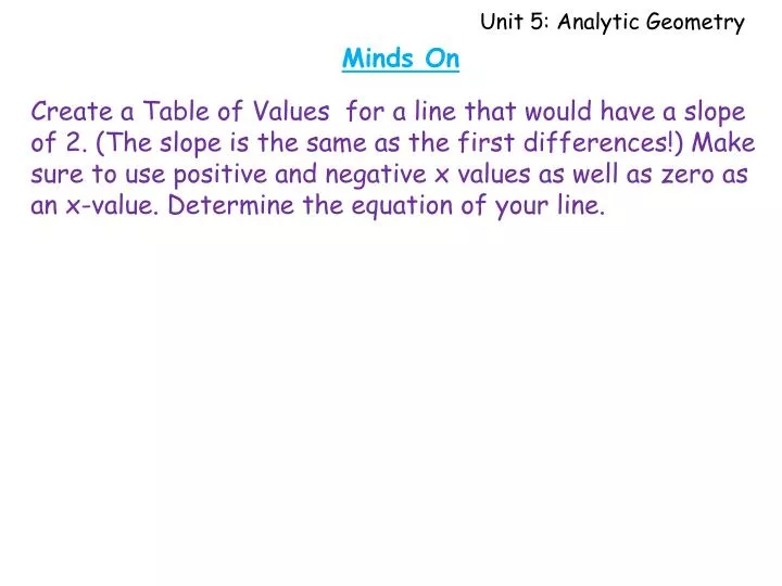 unit 5 analytic geometry