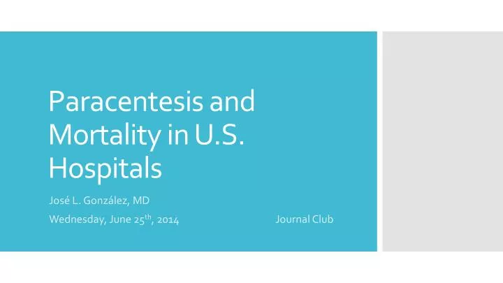 paracentesis and mortality in u s hospitals
