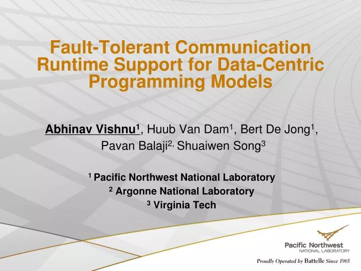 fault tolerant communication runtime support for data centric programming models