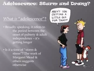 Adolescence: Sturm und Drang ?