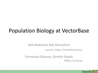 Population Biology at VectorBase