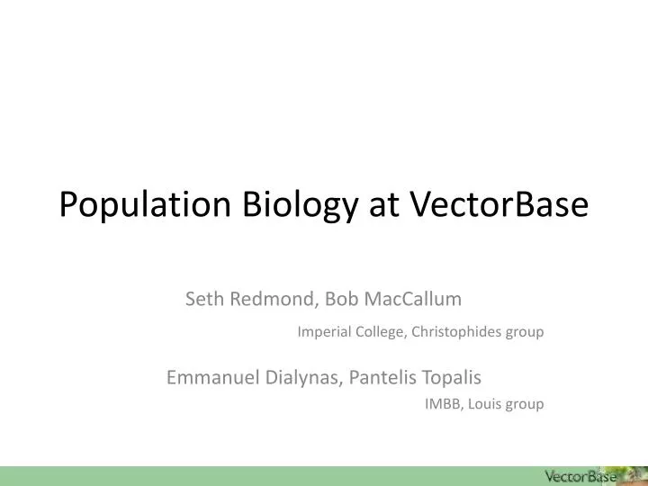 population biology at vectorbase