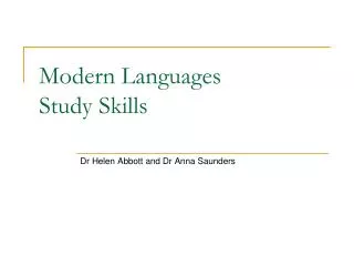 Modern Languages Study Skills
