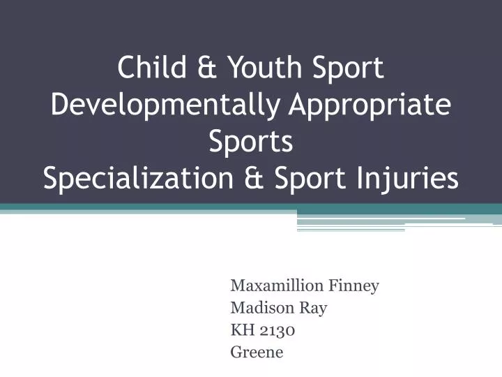 child youth sport developmentally appropriate sports specialization sport injuries