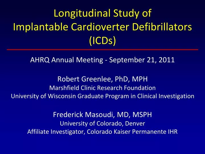 longitudinal study of implantable cardioverter defibrillators icds