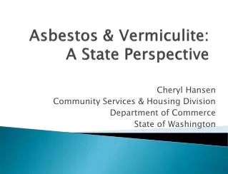 Asbestos &amp; Vermiculite: A State Perspective