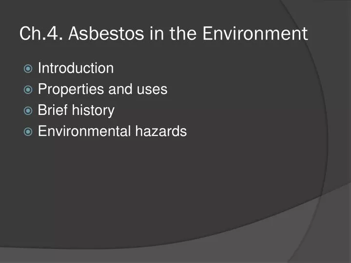ch 4 asbestos in the environment