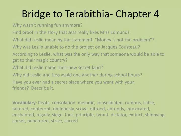 bridge to terabithia chapter 4