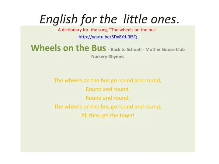 english for the little ones