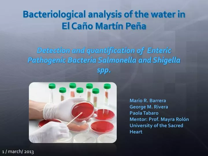 bacteriological analysis of the water in el ca o mart n pe a
