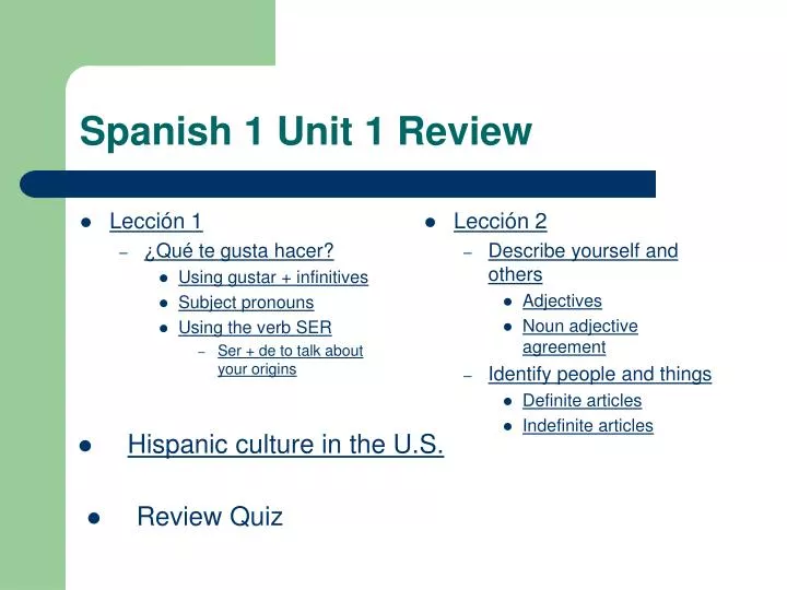 spanish 1 unit 1 review