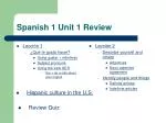 Spanish 1 Unit 1 Review - slide 1
