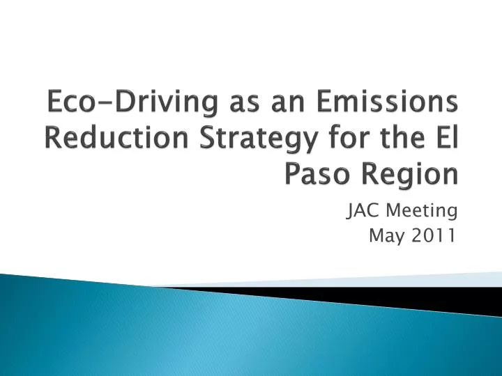 eco driving as an emissions reduction strategy for the el paso region