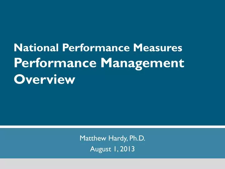 national performance measures performance management overview