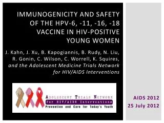 Immunogenicity and safety of the HPV-6, -11, -16, -18 Vaccine in Hiv -positive young women