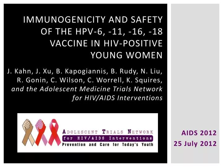 immunogenicity and safety of the hpv 6 11 16 18 vaccine in hiv positive young women