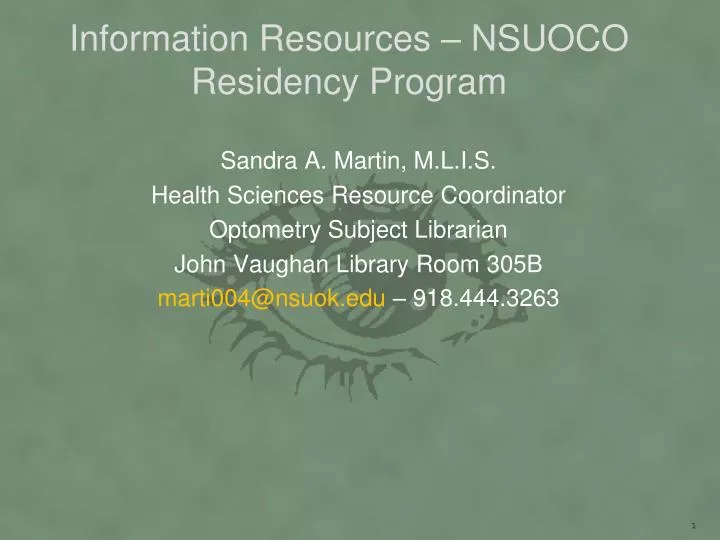 information resources nsuoco residency program
