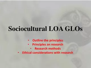 Sociocultural LOA GLOs