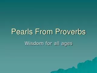 pearls from proverbs