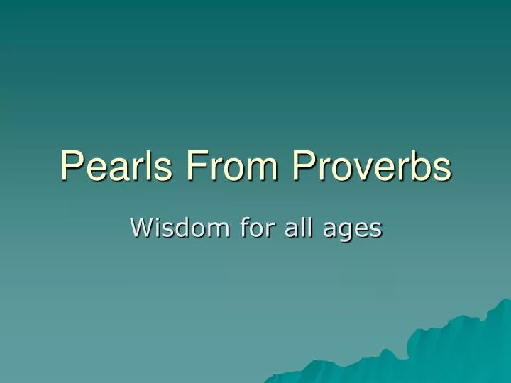 pearls from proverbs