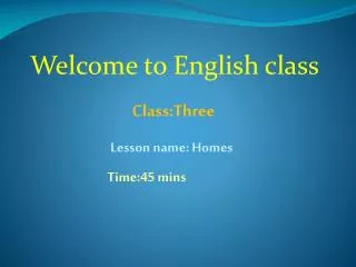 Welcome to English class