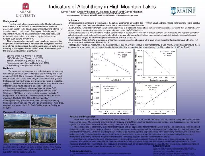 indicators of allochthony in high mountain lakes
