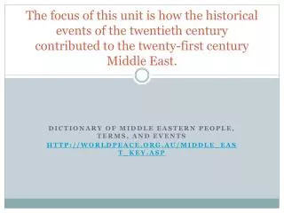Dictionary of Middle Eastern People, Terms, and Events