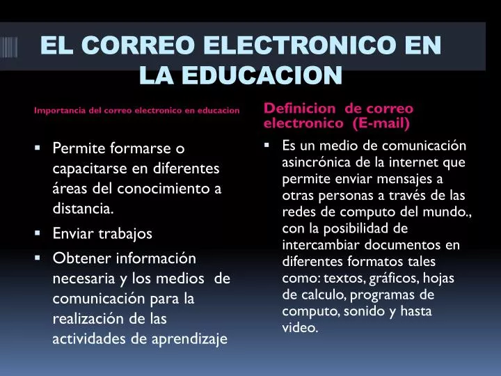 el correo electronico en la educacion