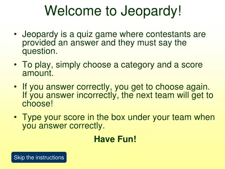 welcome to jeopardy