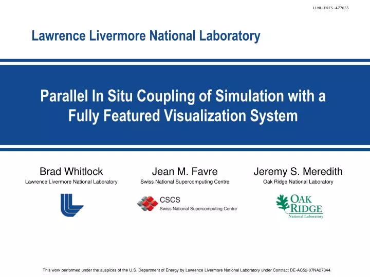 parallel in situ coupling of simulation with a fully featured visualization system