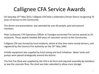 Callignee CFA Service Awards