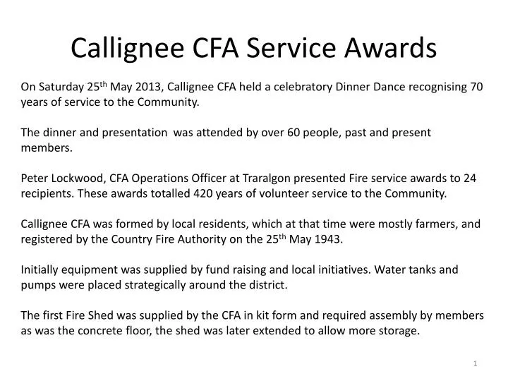 callignee cfa service awards