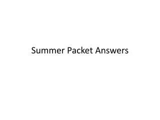 summer packet answers