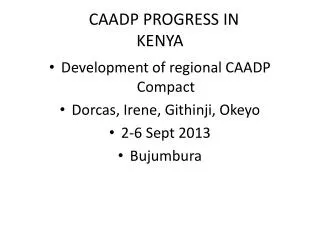 CAADP PROGRESS IN KENYA