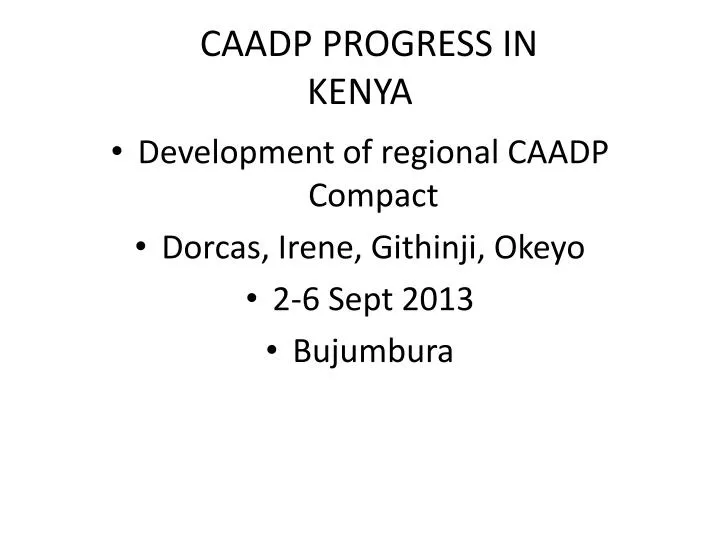 caadp progress in kenya