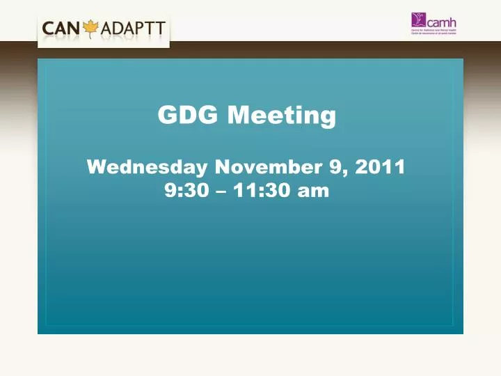 gdg meeting wednesday november 9 2011 9 30 11 30 am