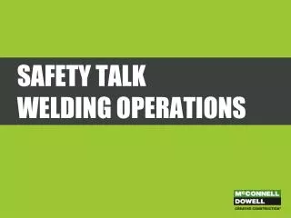 Safety Talk Welding Operations