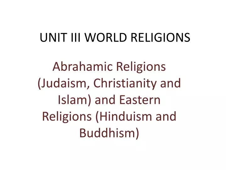 unit iii world religions