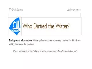 Activity: Who Dirtied the Water?