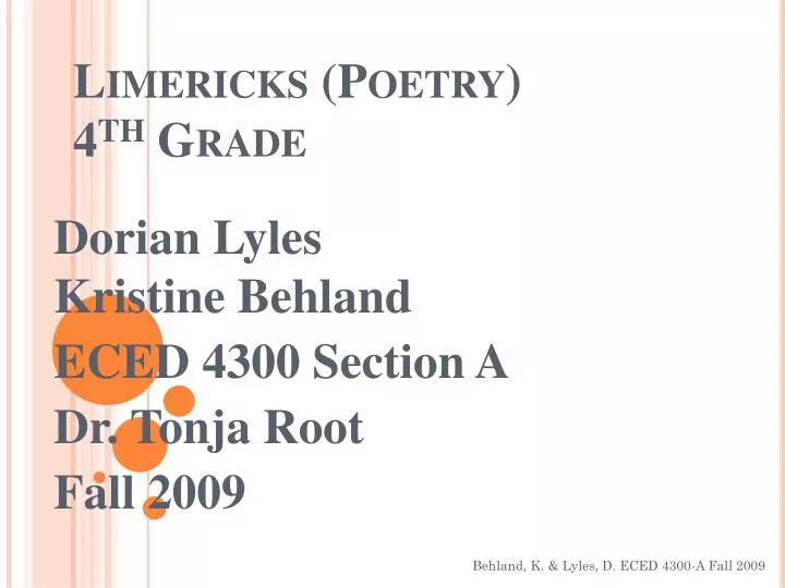 limericks poetry 4 th grade