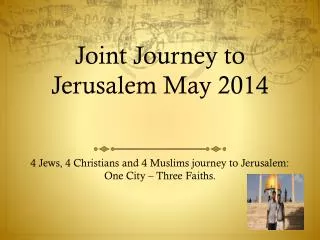 Joint Journey to Jerusalem May 2014