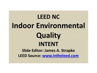 Indoor Environmental Quality 8 Credits; 15 Points