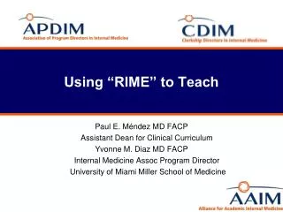 Using “RIME” to Teach