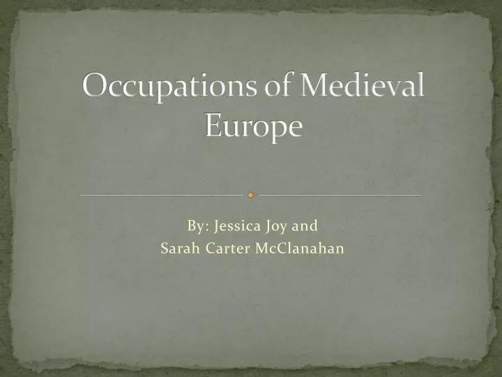 occupations of medieval europe