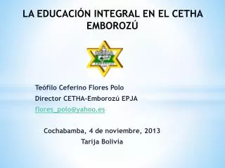 la educaci n integral en el cetha emboroz