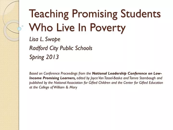 teaching promising students who live in poverty