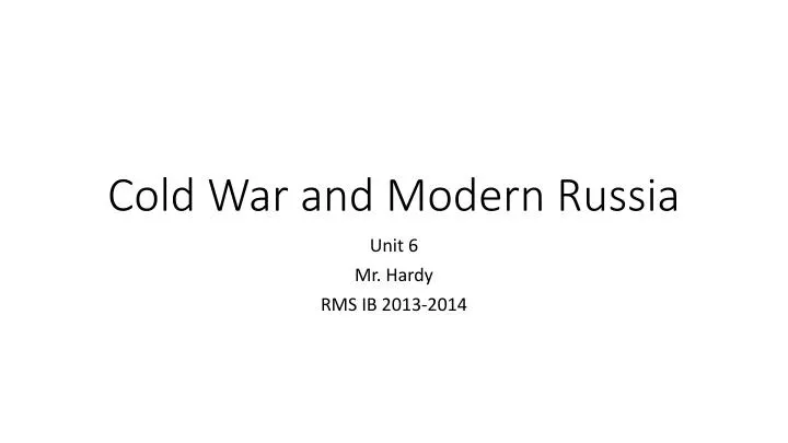 cold war and modern russia