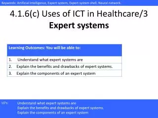 4.1.6(c) Uses of ICT in Healthcare/ 3 Expert systems